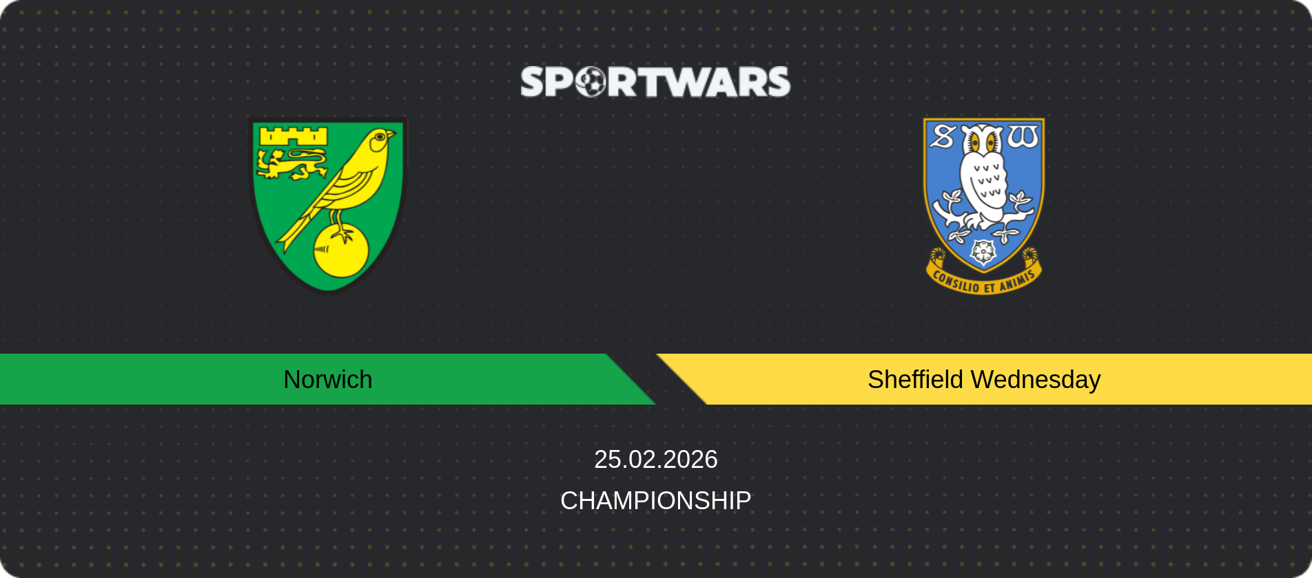Match prediction Norwich — Sheffield Wednesday, Championship, 25.02.2026