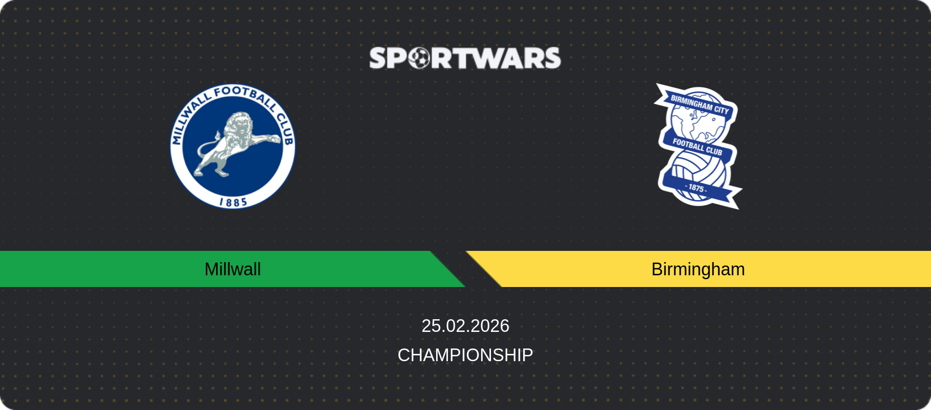 Match prediction Millwall — Birmingham, Championship, 25.02.2026