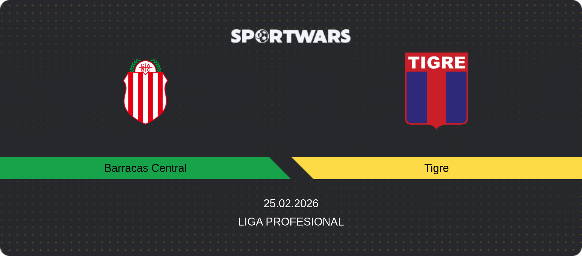Match prediction Barracas Central — Tigre, Liga Profesional, 25.02.2026