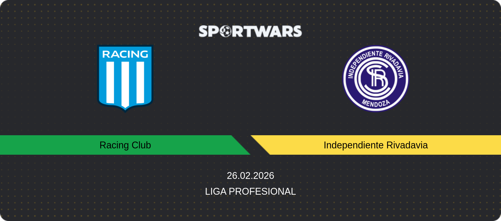 Match prediction Racing Club — Independiente Rivadavia, Liga Profesional, 26.02.2026