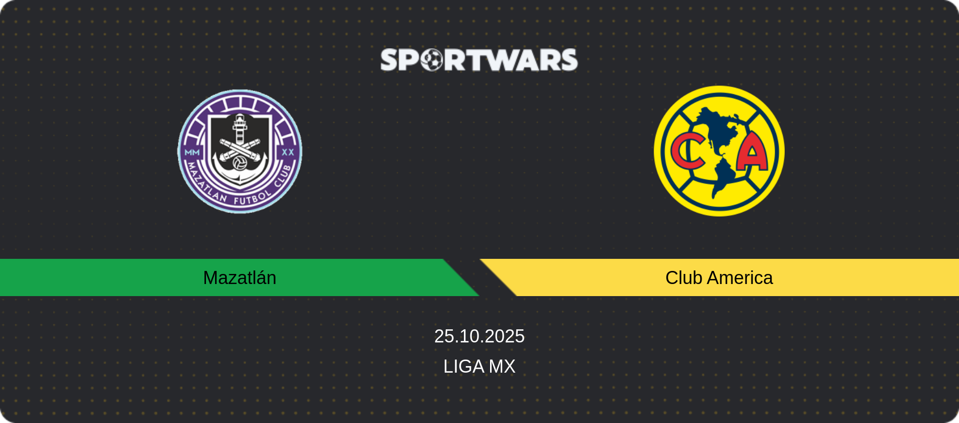 Match prediction Mazatlán — Club America, Liga MX, 25.10.2025