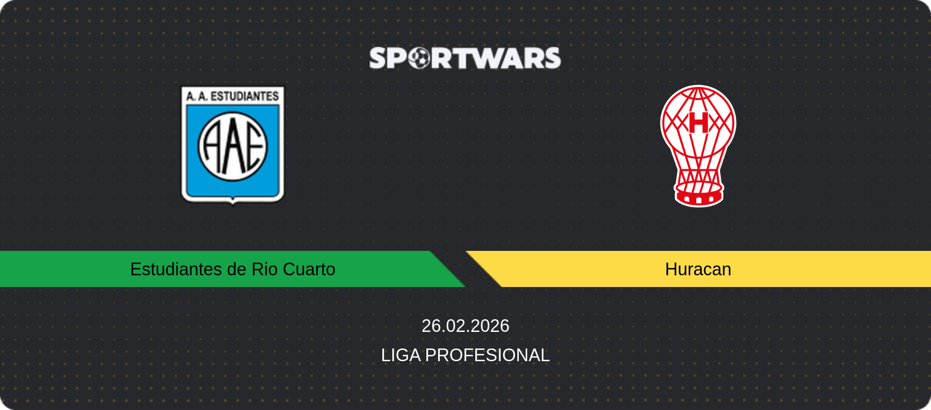 Match prediction Estudiantes de Rio Cuarto — Huracan, Liga Profesional, 26.02.2026