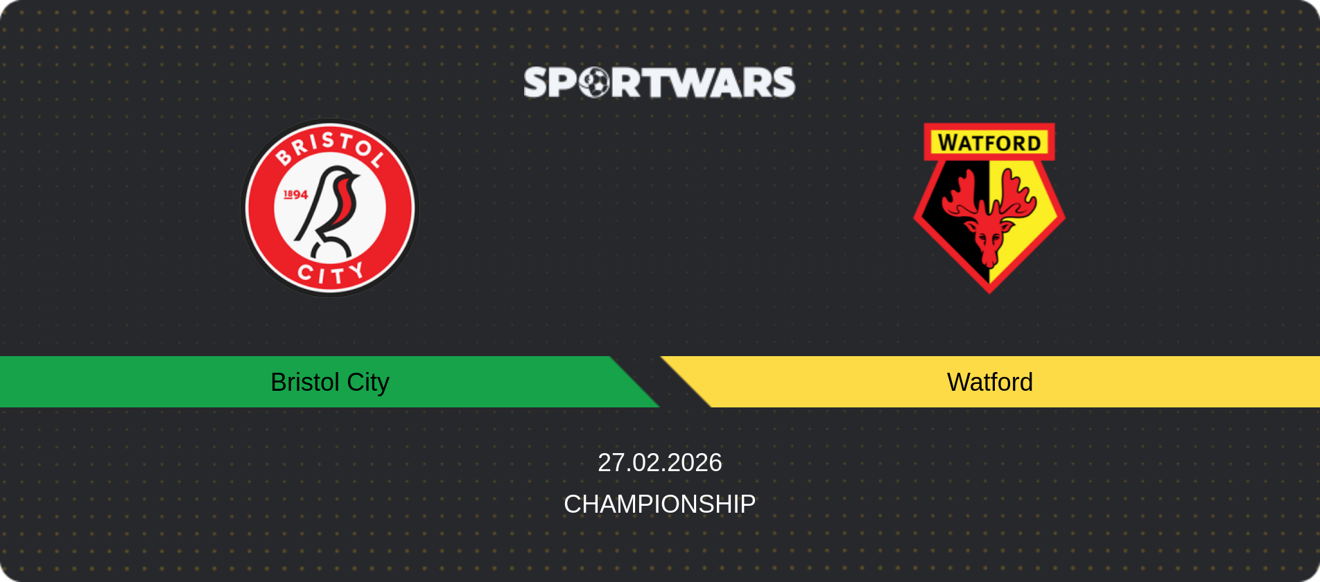 Match prediction Bristol City — Watford, Championship, 27.02.2026