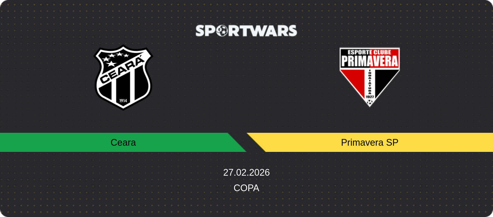 Match prediction Ceara — Primavera SP, Copa, 27.02.2026