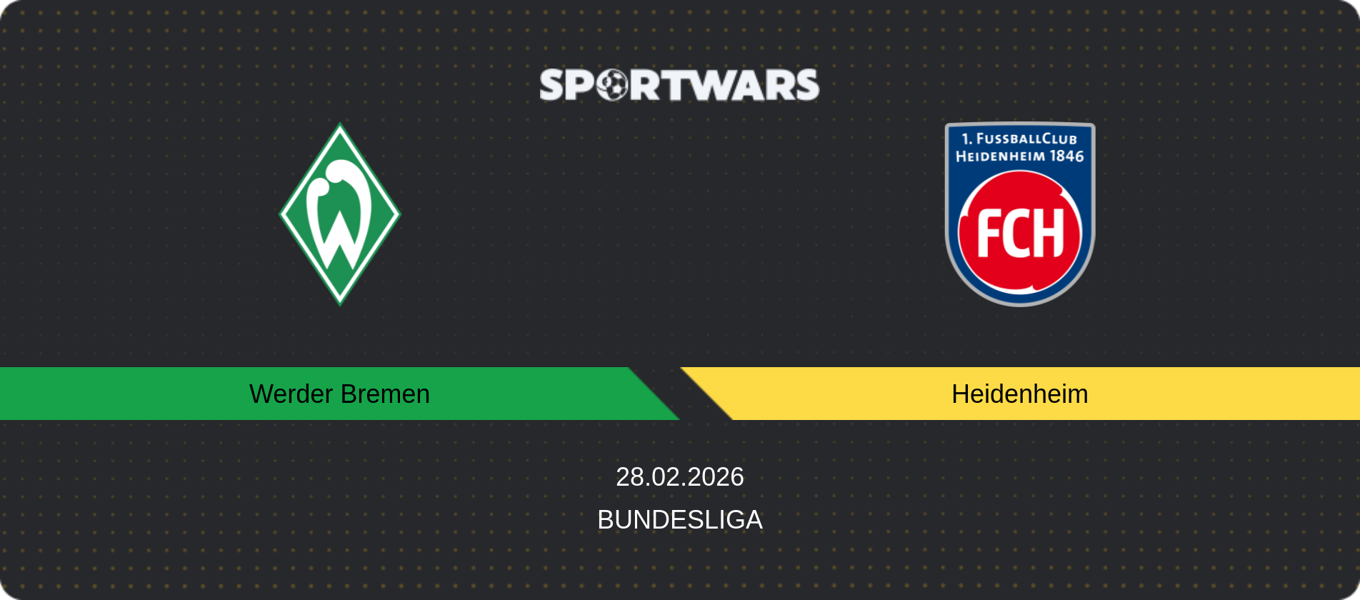 Match prediction Werder Bremen — Heidenheim, Bundesliga, 28.02.2026