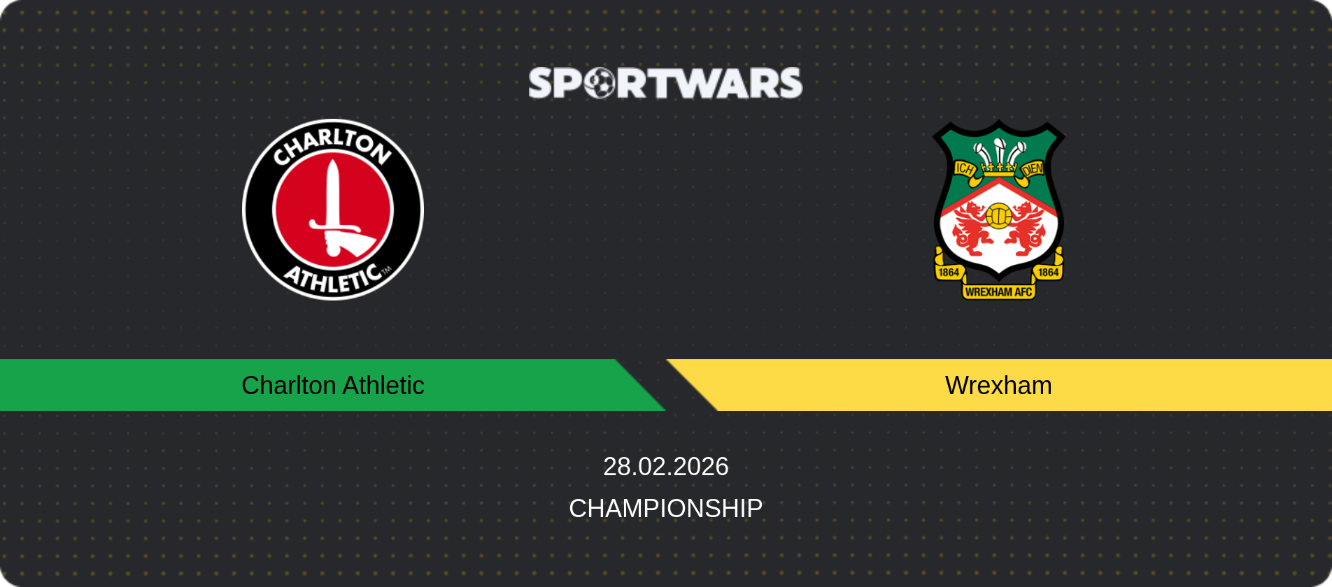 Match prediction Charlton Athletic — Wrexham, Championship, 28.02.2026