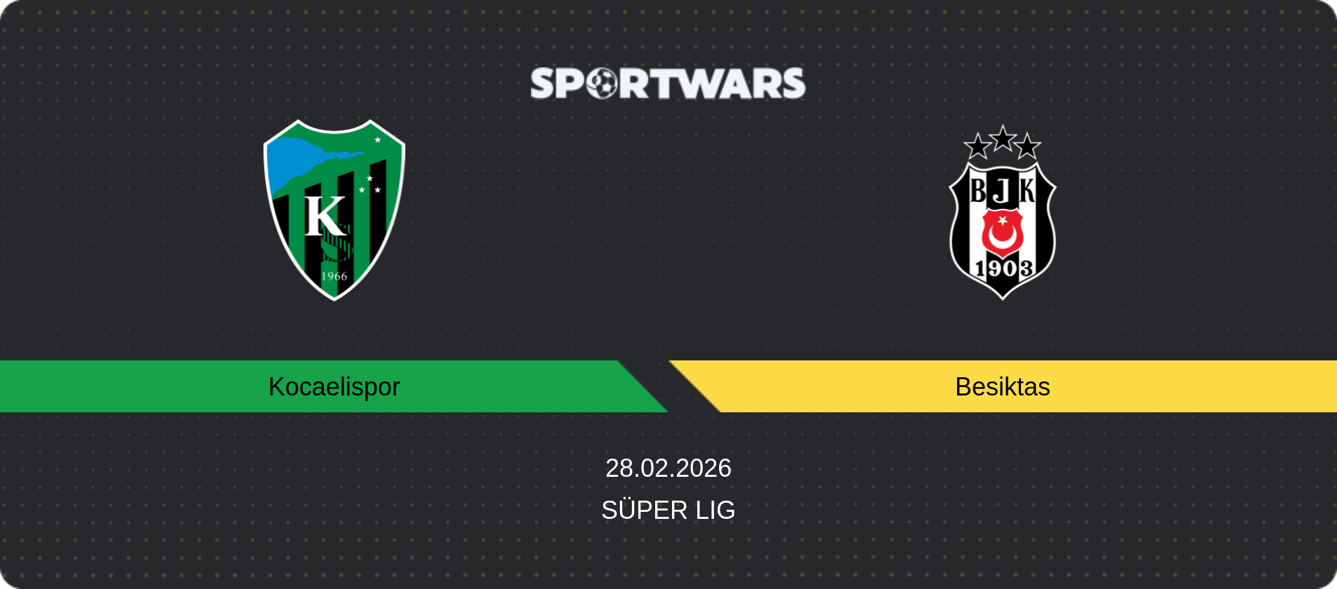 Match prediction Kocaelispor — Besiktas, Süper Lig, 28.02.2026