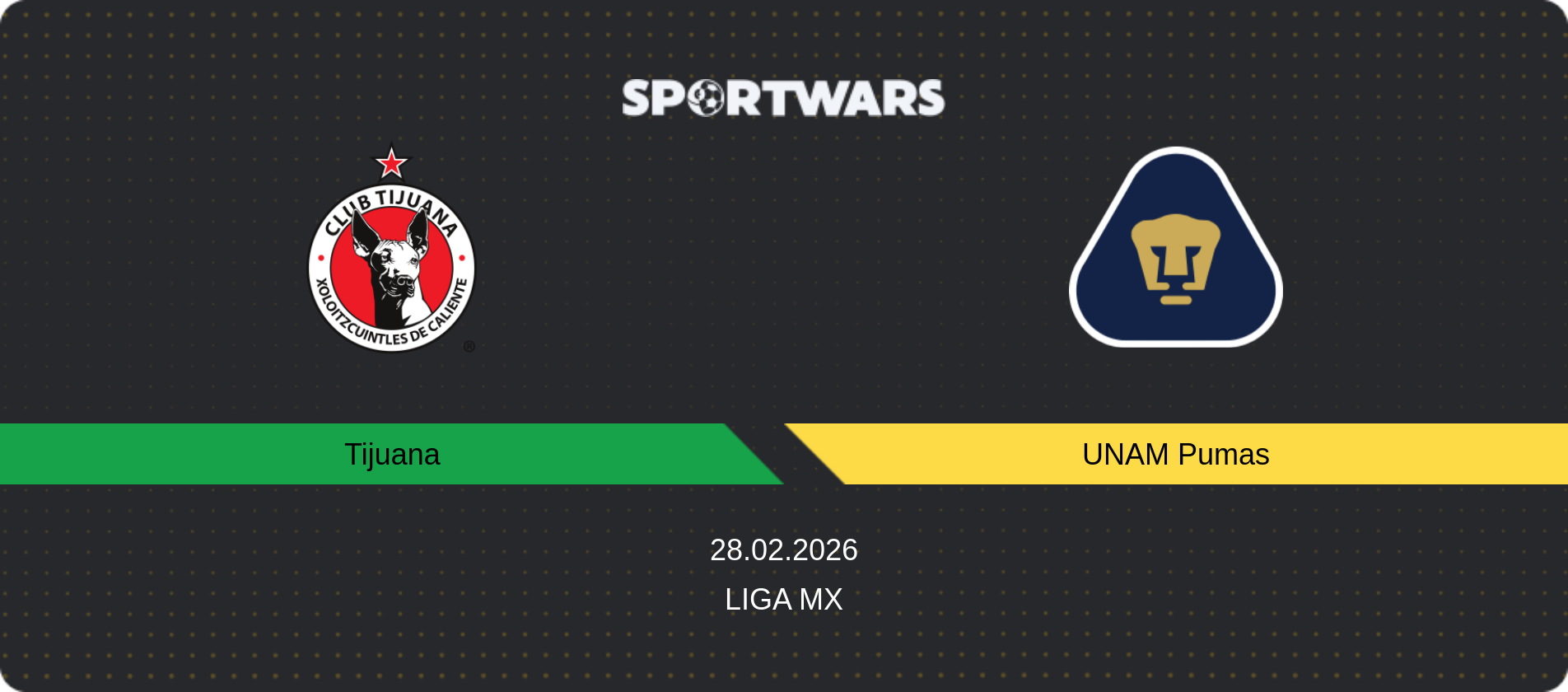Match prediction Tijuana — UNAM Pumas, Liga MX, 28.02.2026