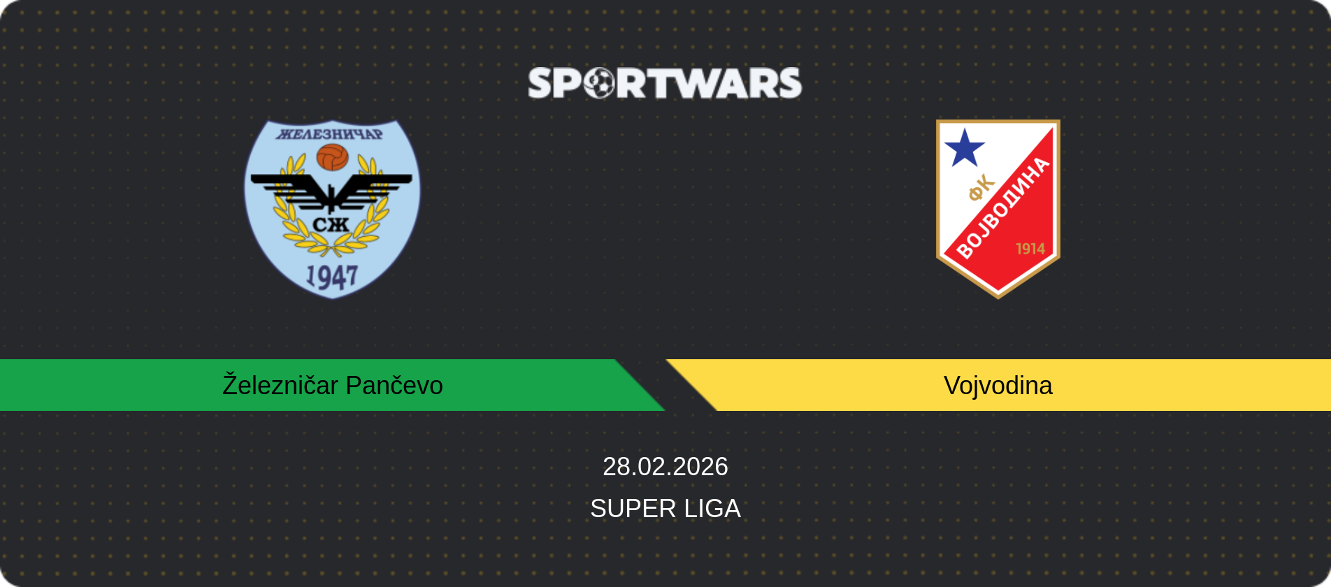 Match prediction Železničar Pančevo — Vojvodina, Super Liga, 28.02.2026