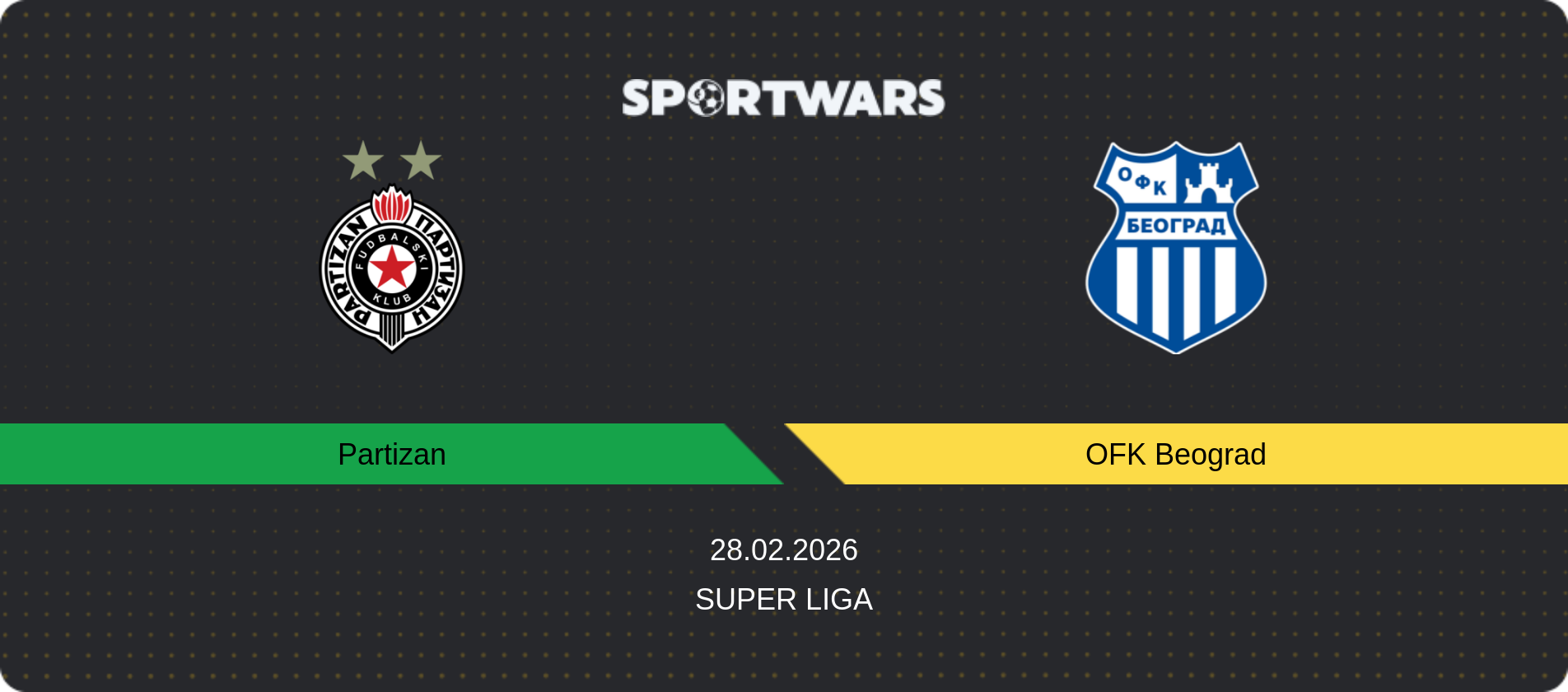 Match prediction Partizan — OFK Beograd, Super Liga, 28.02.2026