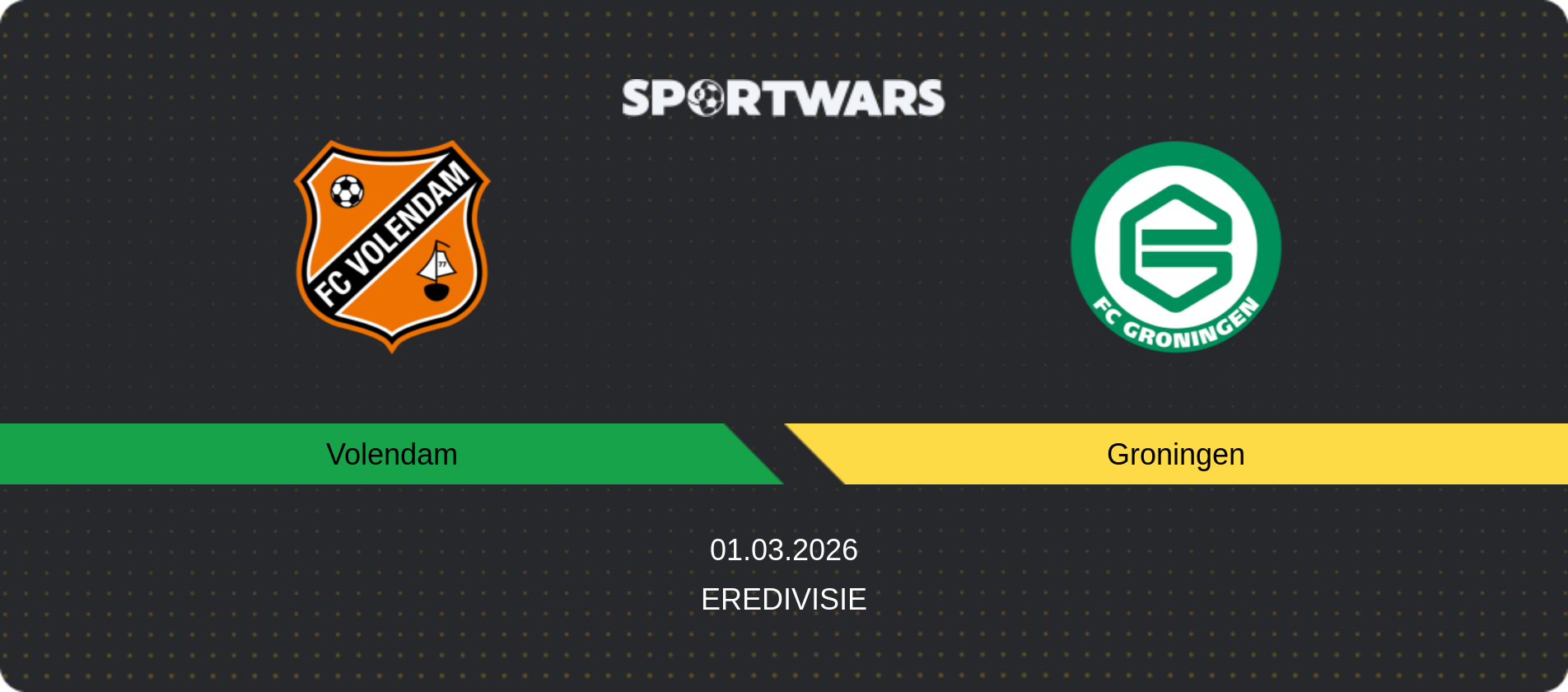 Match prediction Volendam — Groningen, Eredivisie, 01.03.2026