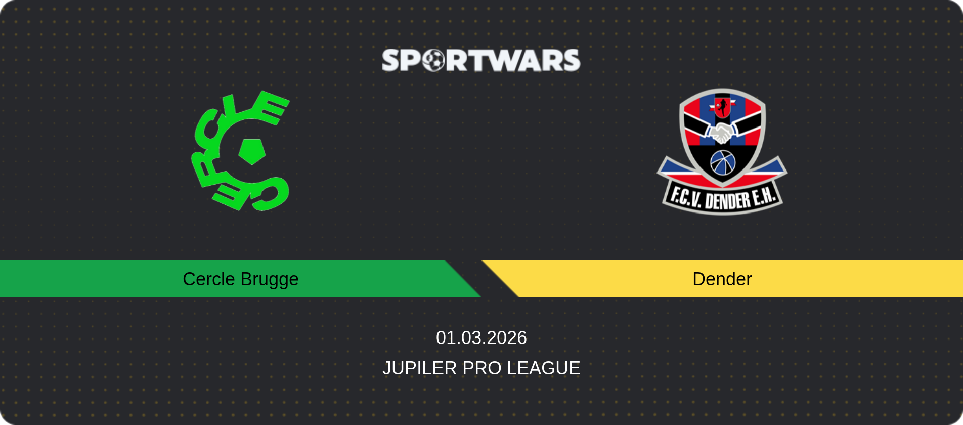 Match prediction Cercle Brugge — Dender, Jupiler Pro League, 01.03.2026