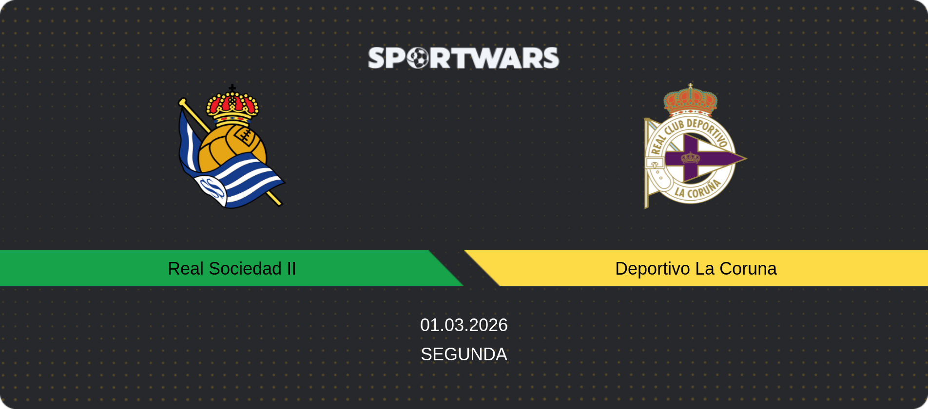 Match prediction Real Sociedad II — Deportivo La Coruna, Segunda, 01.03.2026