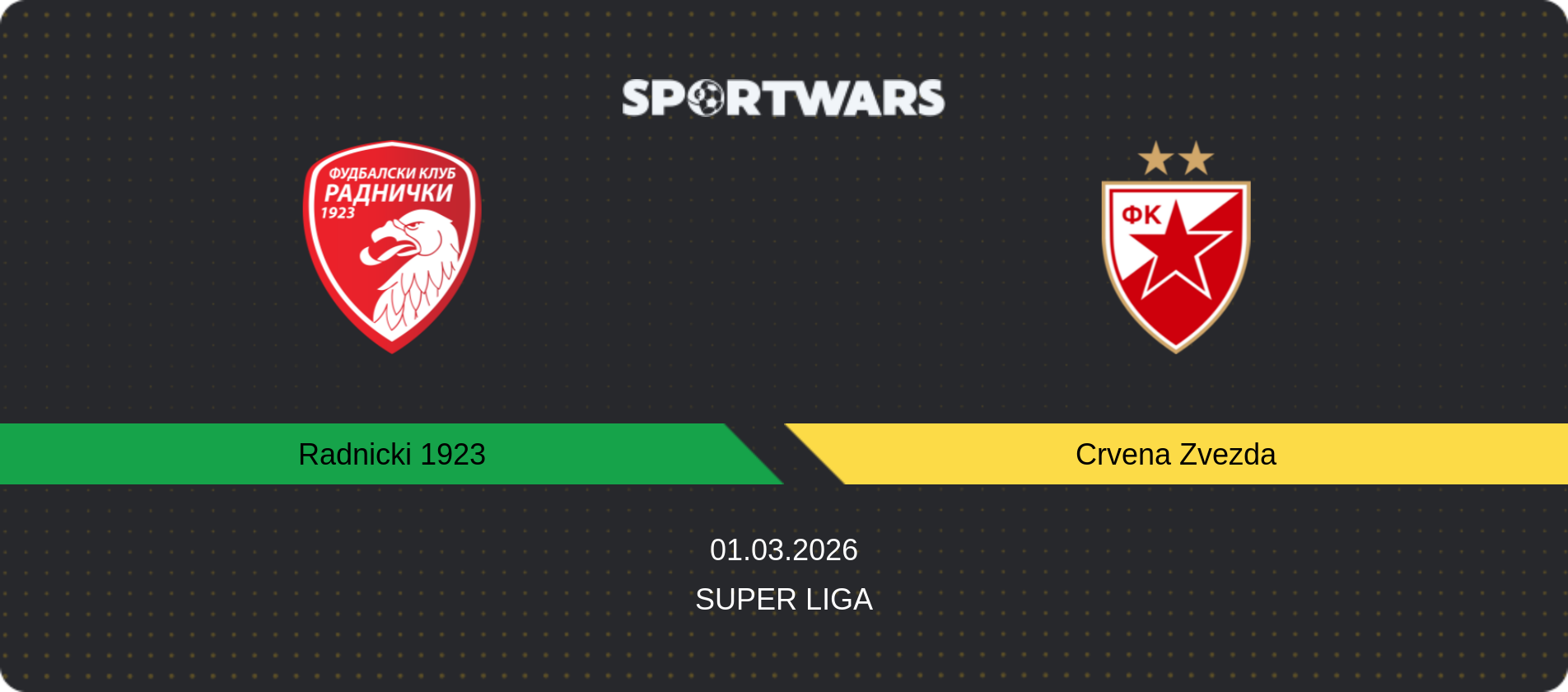 Match prediction Radnicki 1923 — Crvena Zvezda, Super Liga, 01.03.2026