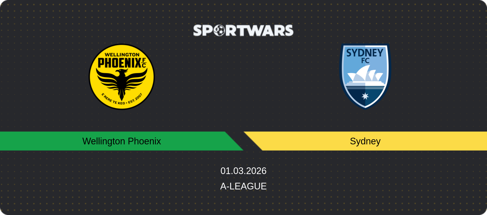 Match prediction Wellington Phoenix — Sydney, A-League, 01.03.2026