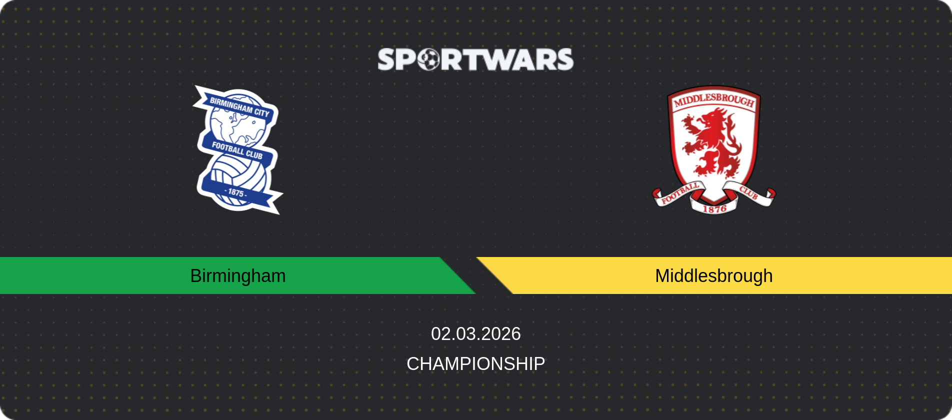 Match prediction Birmingham — Middlesbrough, Championship, 02.03.2026