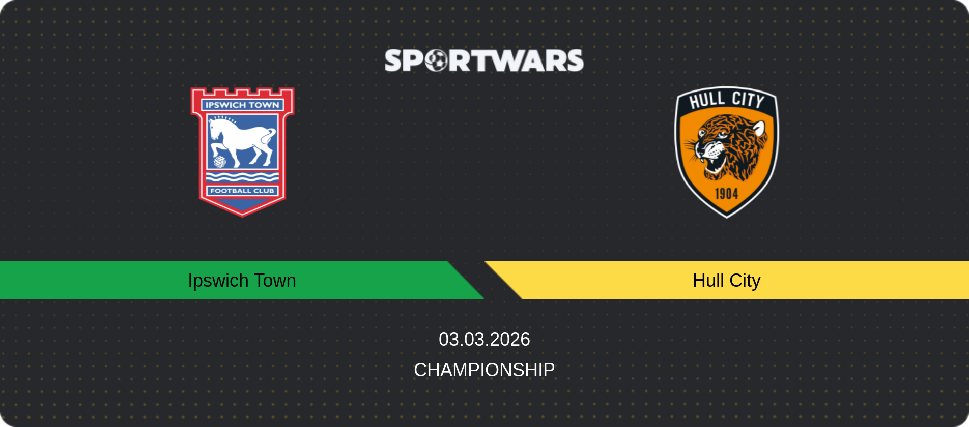 Match prediction Ipswich Town — Hull City, Championship, 03.03.2026
