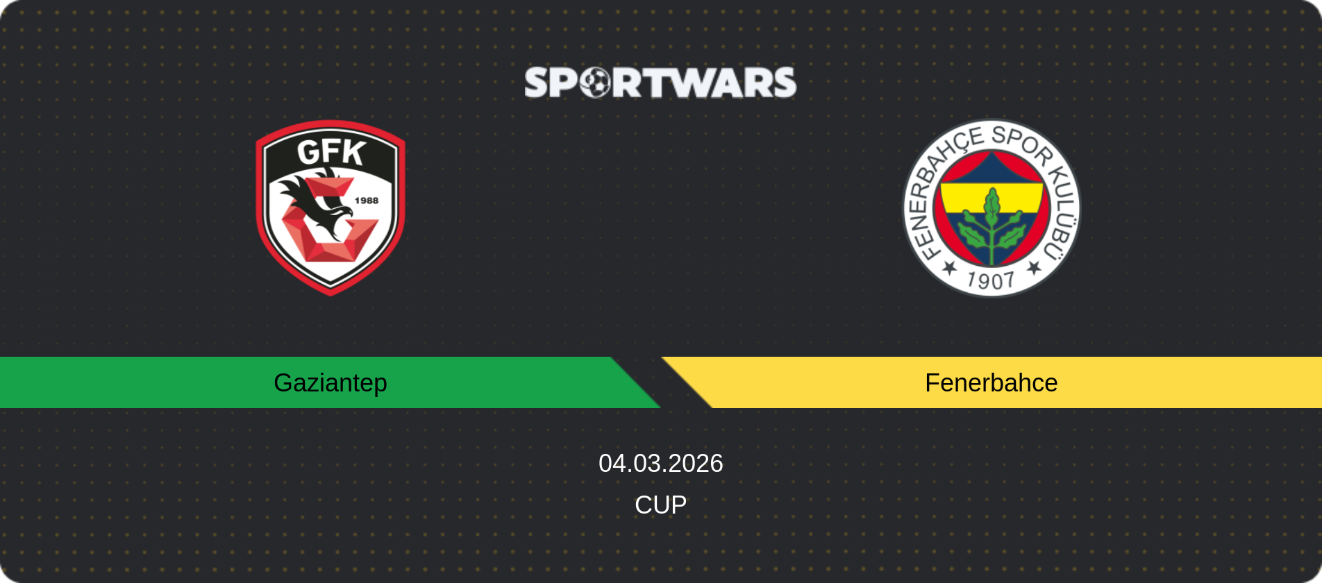 Match prediction Gaziantep — Fenerbahce, Cup, 04.03.2026