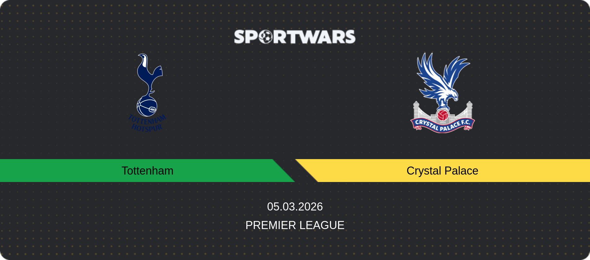 Match prediction Tottenham — Crystal Palace, Premier League, 05.03.2026