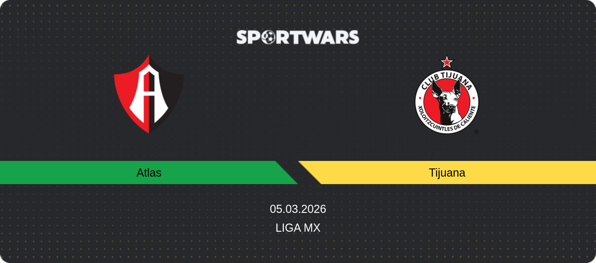 Match prediction Atlas — Tijuana, Liga MX, 05.03.2026