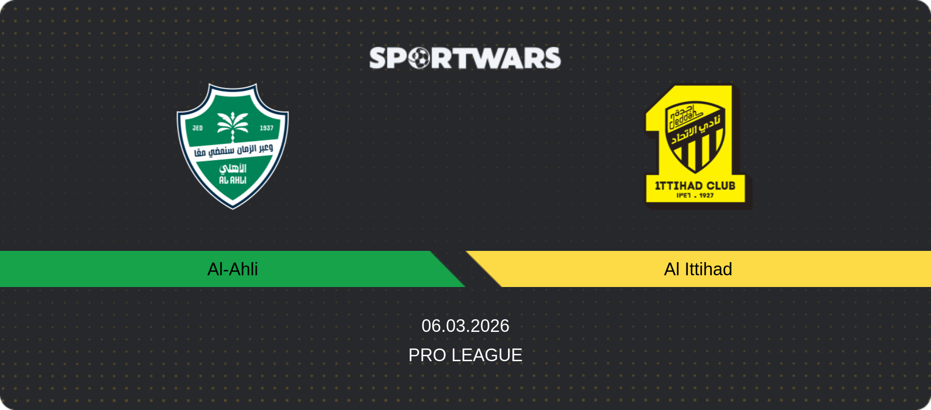 Match prediction Al-Ahli — Al Ittihad, Pro League, 06.03.2026