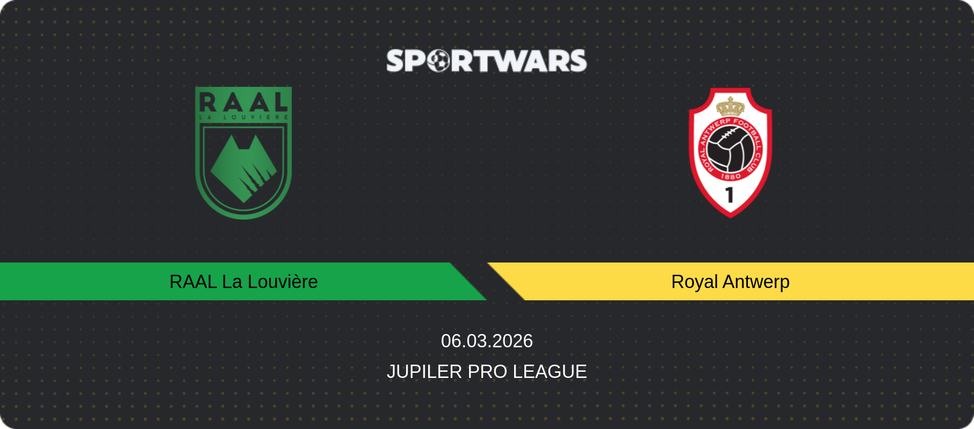 Match prediction RAAL La Louvière — Royal Antwerp, Jupiler Pro League, 06.03.2026