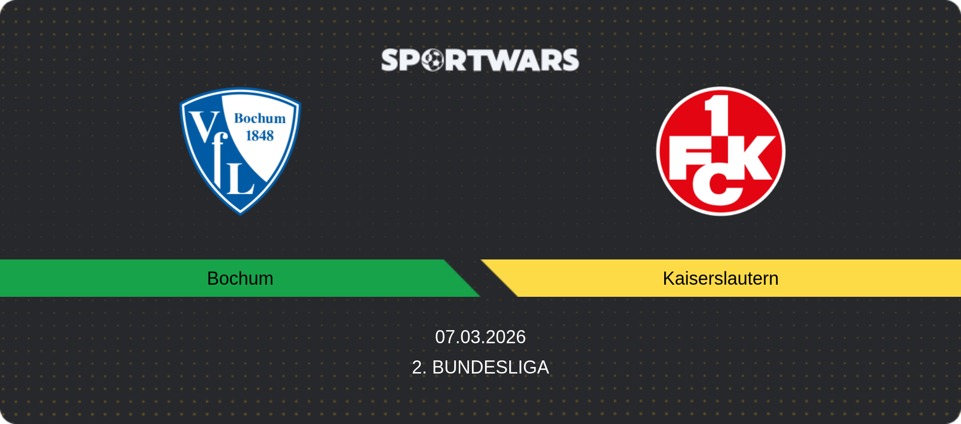 Match prediction Bochum — Kaiserslautern, 2. Bundesliga, 07.03.2026