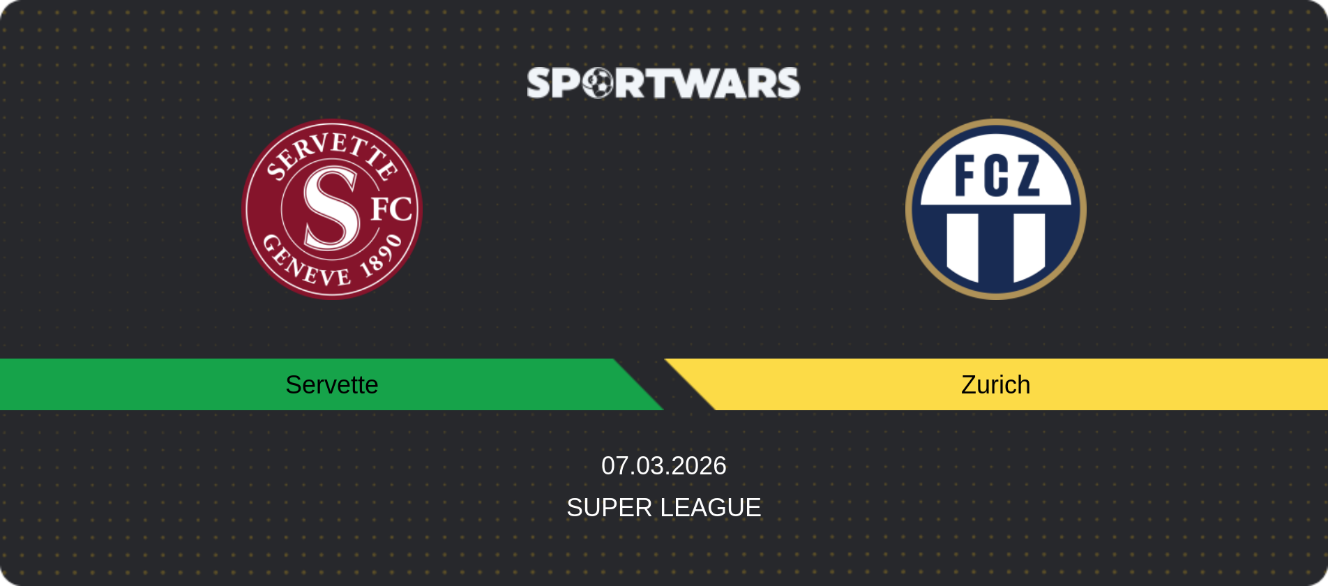 Match prediction Servette — Zurich, Super League, 07.03.2026