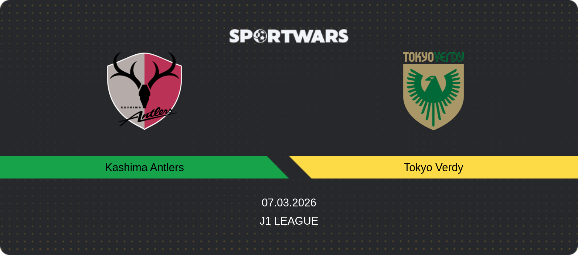 Match prediction Kashima Antlers — Tokyo Verdy, J1 League, 07.03.2026