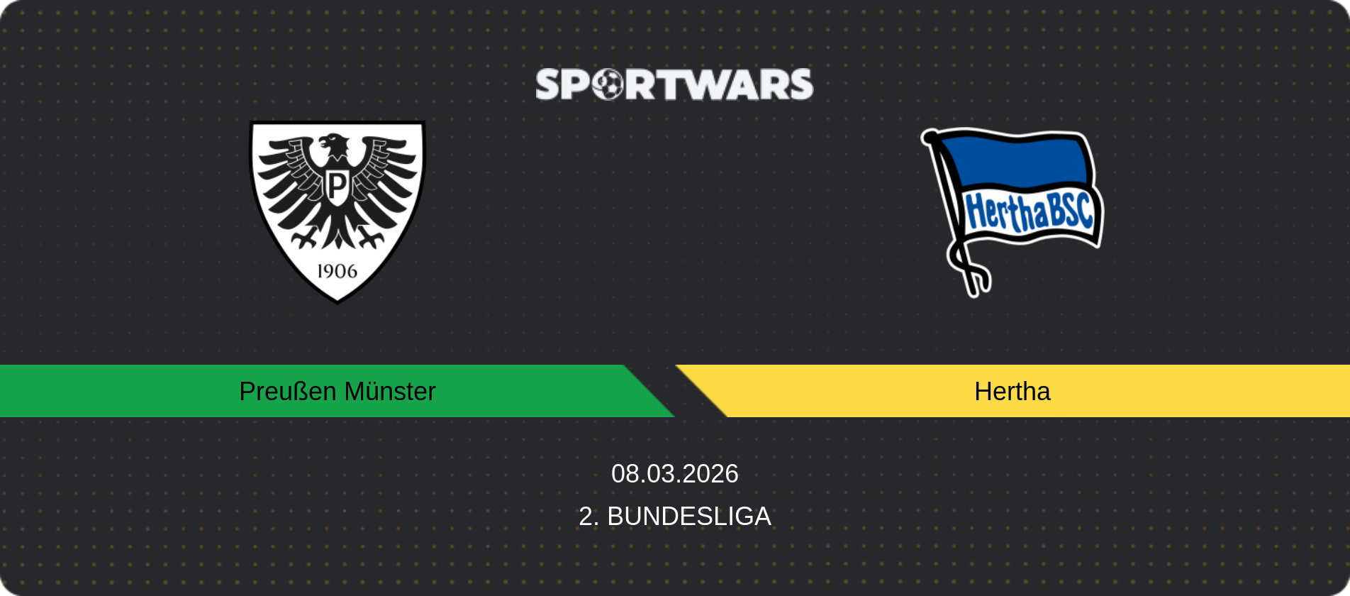 Match prediction Preußen Münster — Hertha, 2. Bundesliga, 08.03.2026