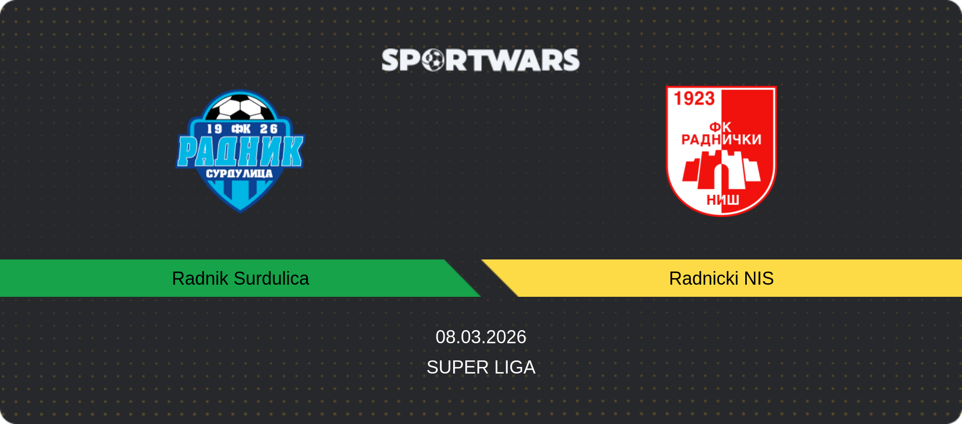 Match prediction Radnik Surdulica — Radnicki NIS, Super Liga, 08.03.2026