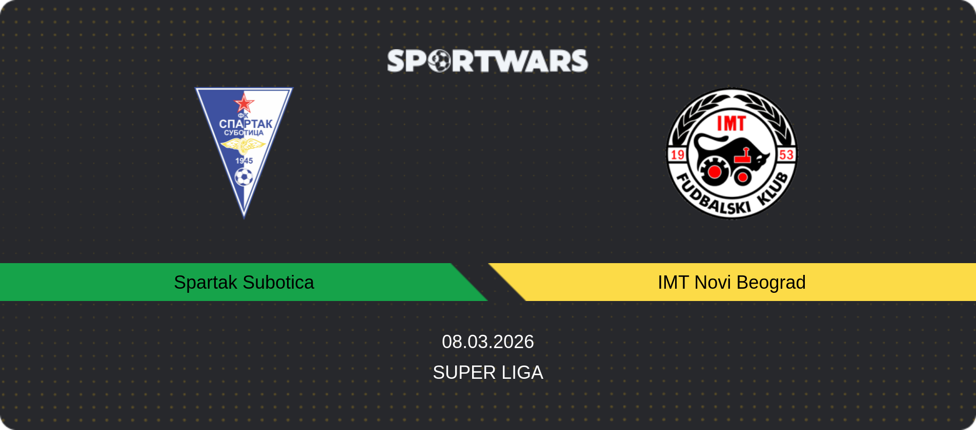 Match prediction Spartak Subotica — IMT Novi Beograd, Super Liga, 08.03.2026