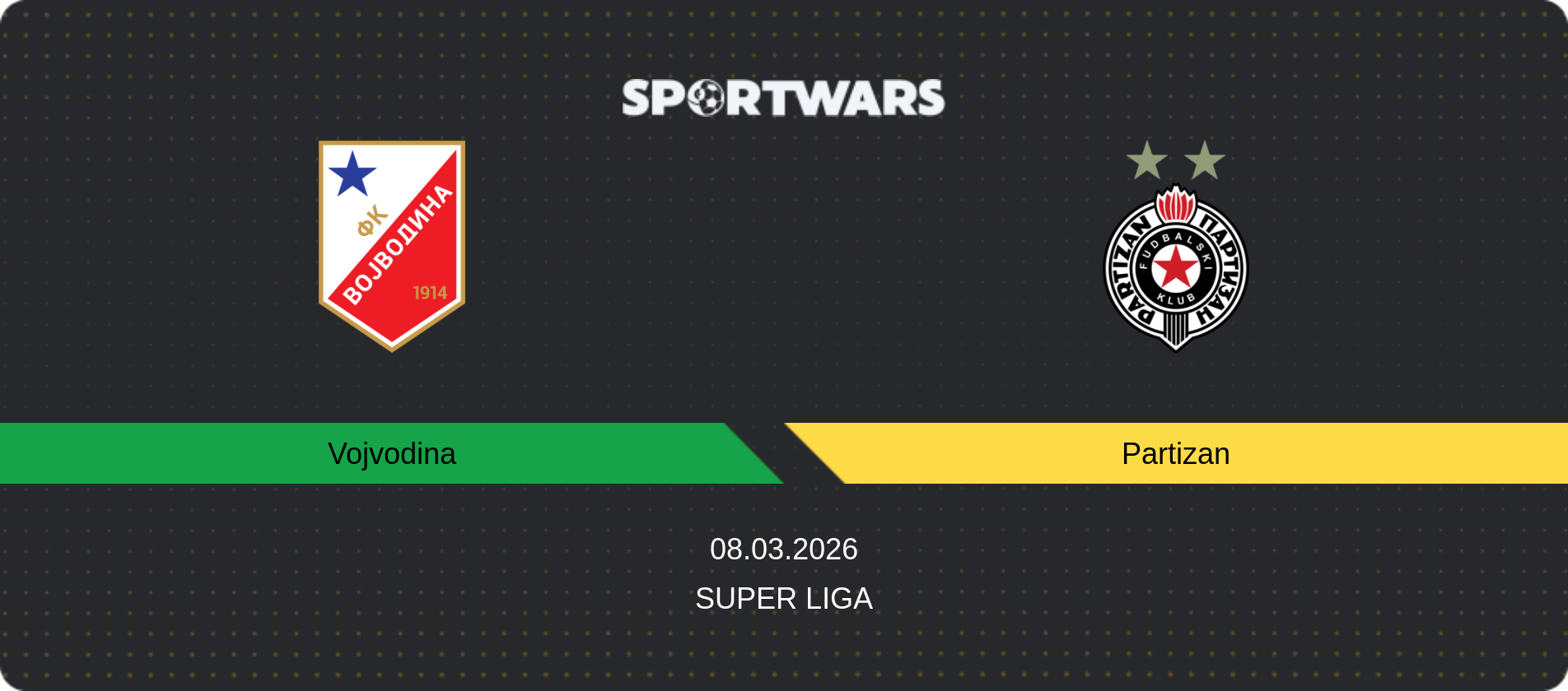 Match prediction Vojvodina — Partizan, Super Liga, 08.03.2026