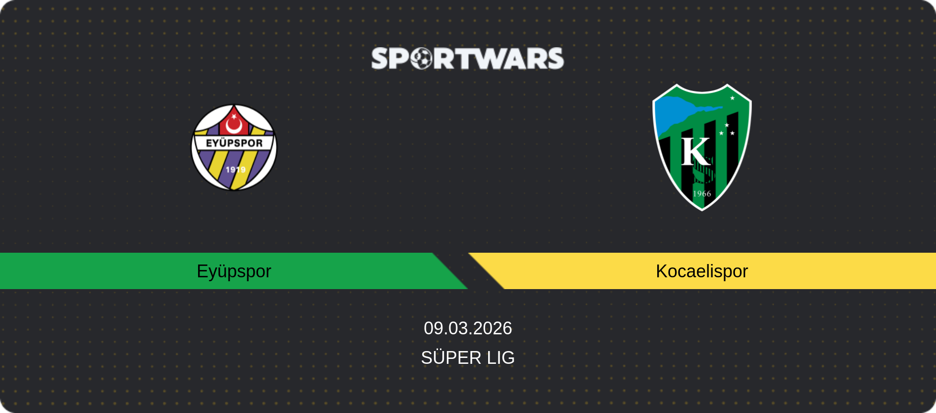 Match prediction Eyüpspor — Kocaelispor, Süper Lig, 09.03.2026