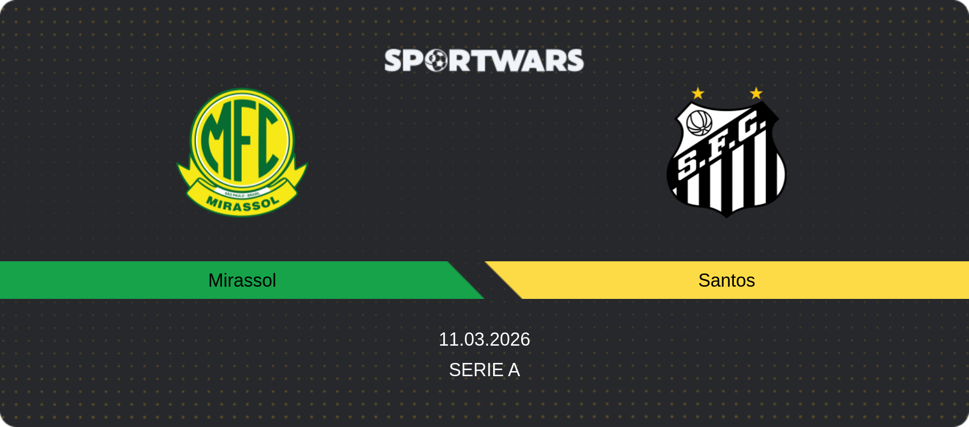 Match prediction Mirassol — Santos, Serie A, 11.03.2026