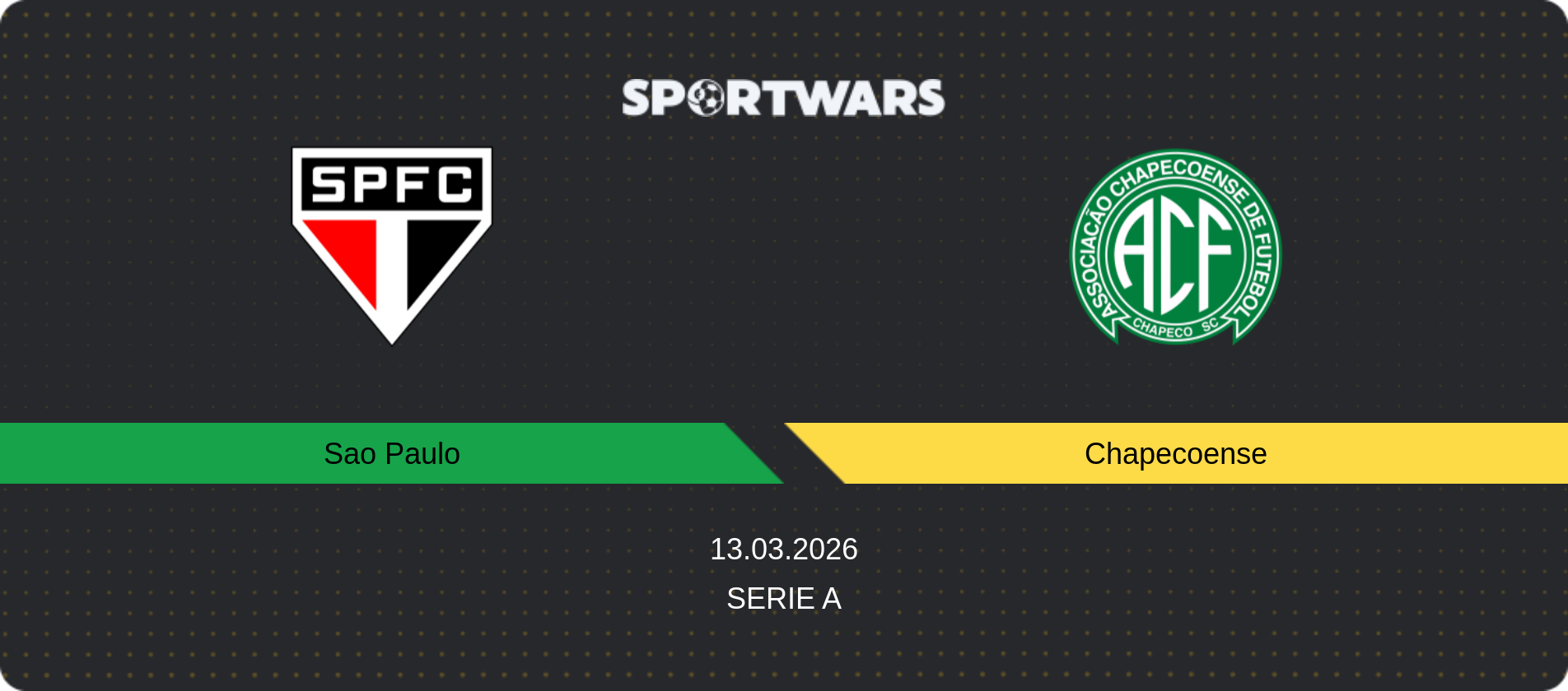 Match prediction Sao Paulo — Chapecoense, Serie A, 13.03.2026