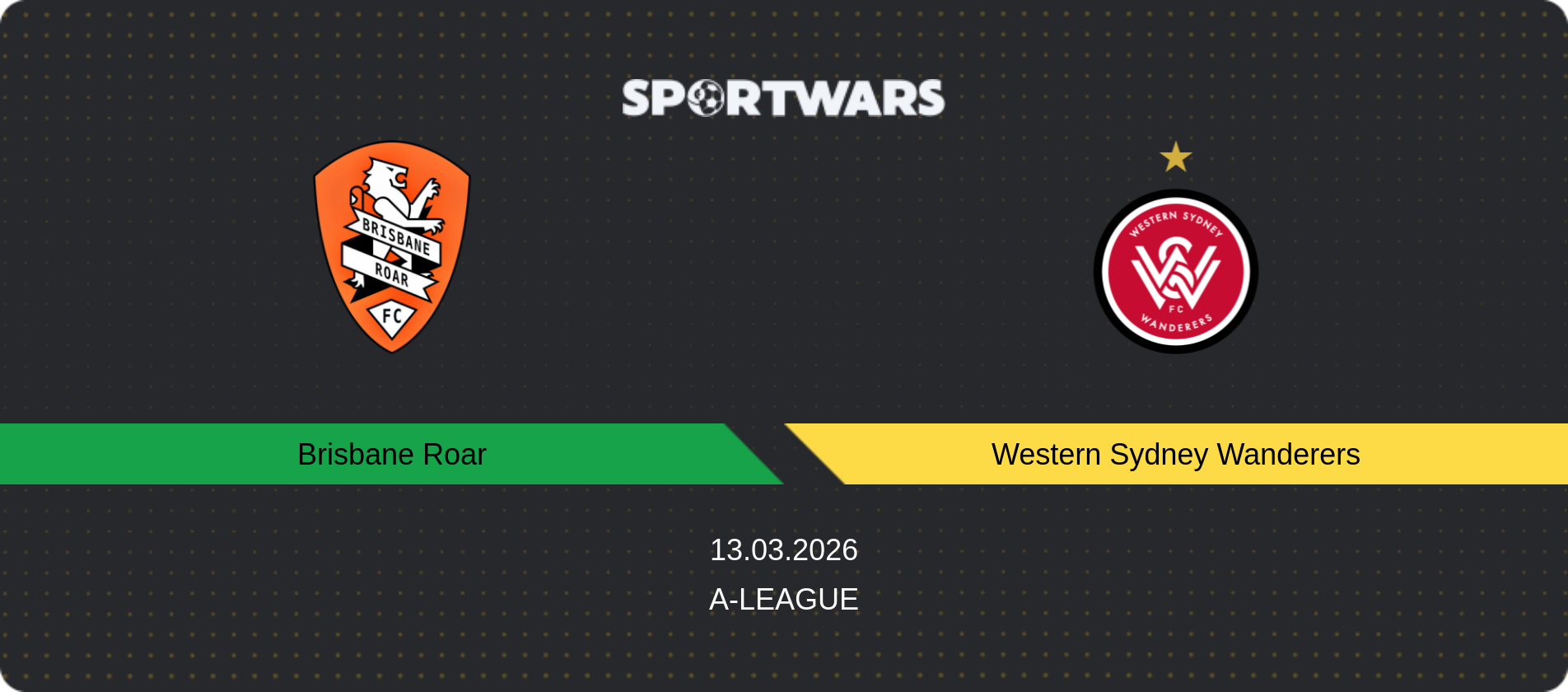 Match prediction Brisbane Roar — Western Sydney Wanderers, A-League, 13.03.2026