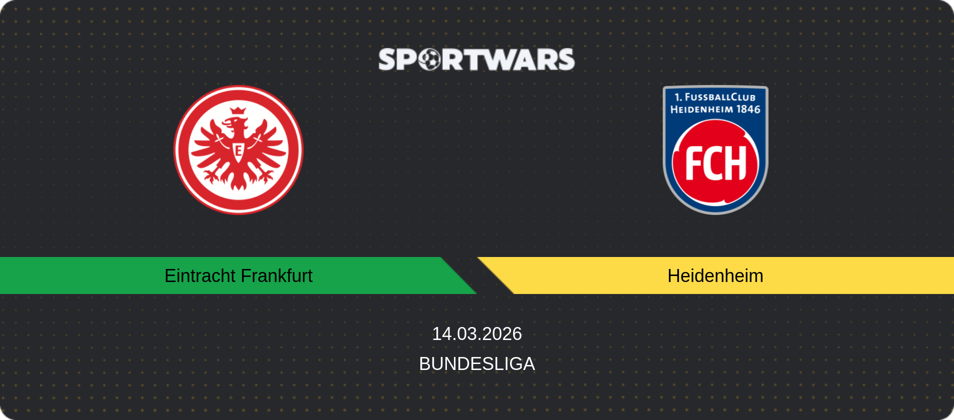 Match prediction Eintracht Frankfurt — Heidenheim, Bundesliga, 14.03.2026