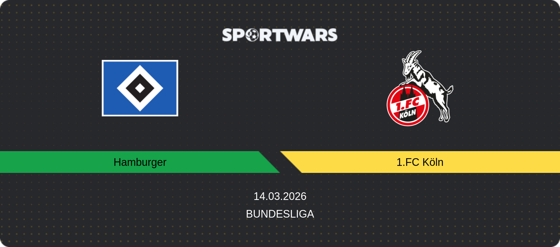 Match prediction Hamburger — 1.FC Köln, Bundesliga, 14.03.2026