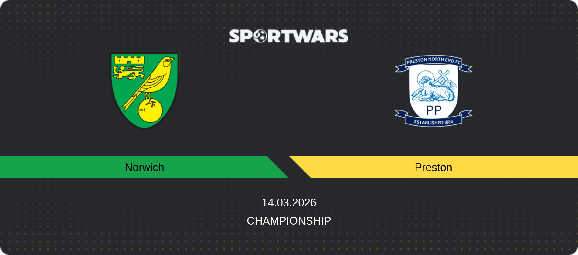 Match prediction Norwich — Preston, Championship, 14.03.2026