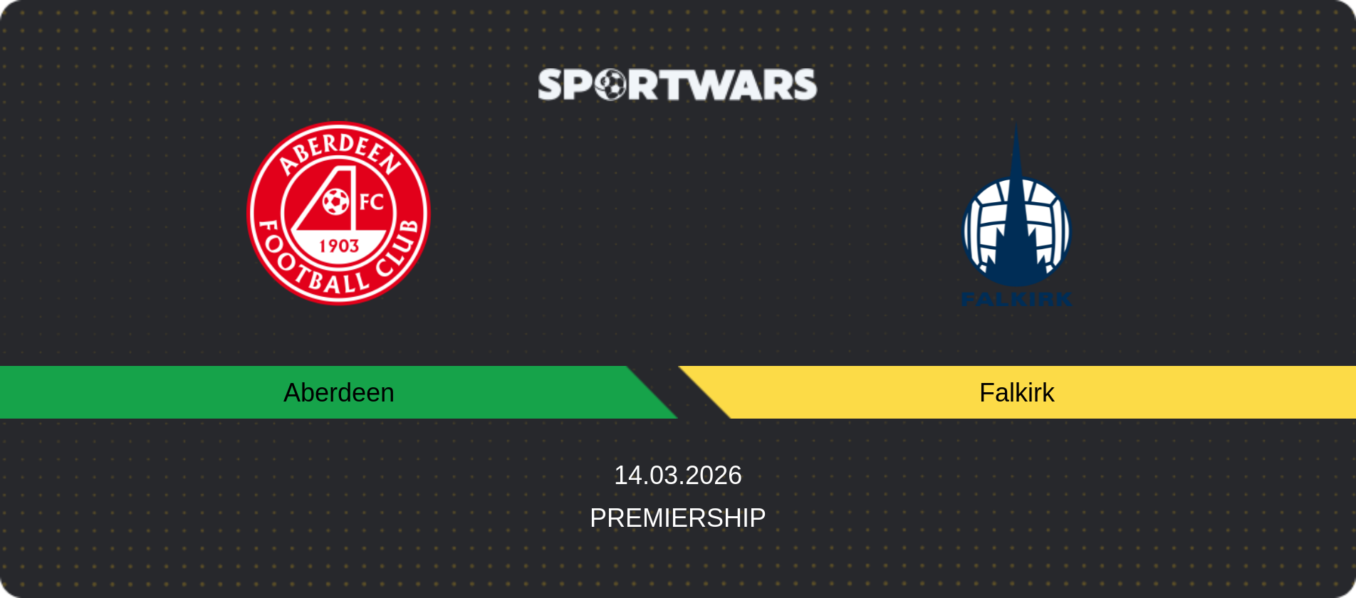 Match prediction Aberdeen — Falkirk, Premiership, 14.03.2026