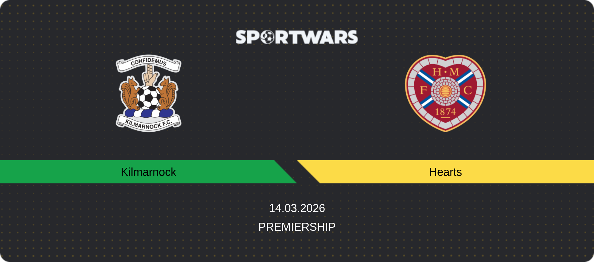 Match prediction Kilmarnock — Hearts, Premiership, 14.03.2026