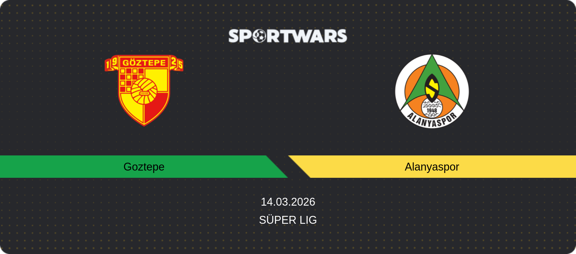 Match prediction Goztepe — Alanyaspor, Süper Lig, 14.03.2026