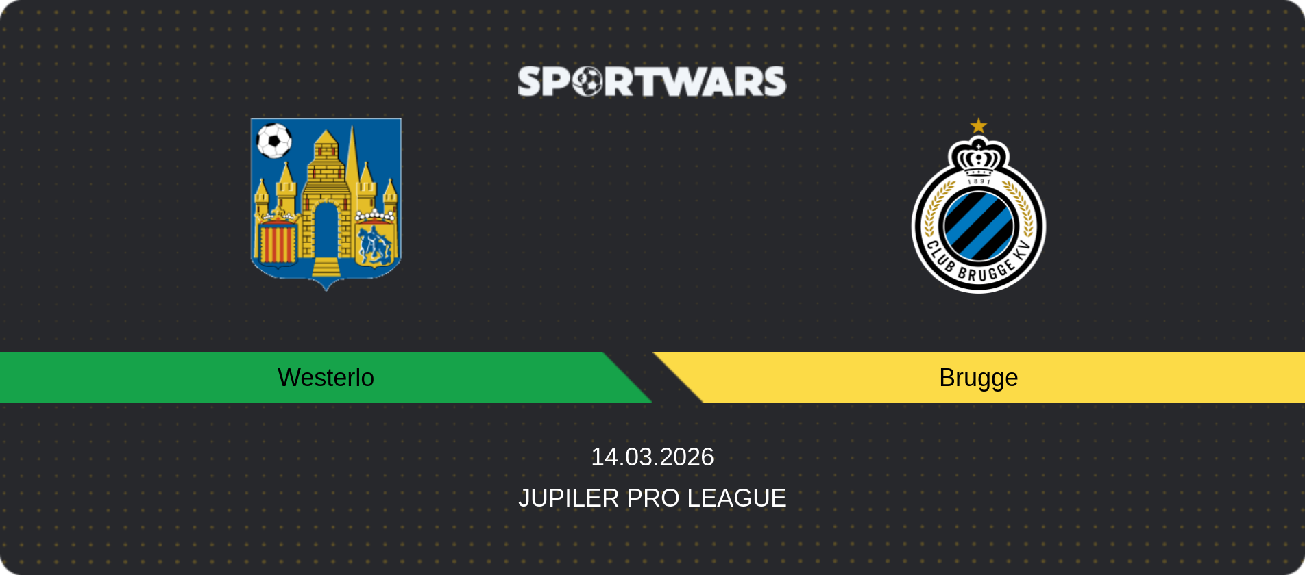 Match prediction Westerlo — Brugge, Jupiler Pro League, 14.03.2026