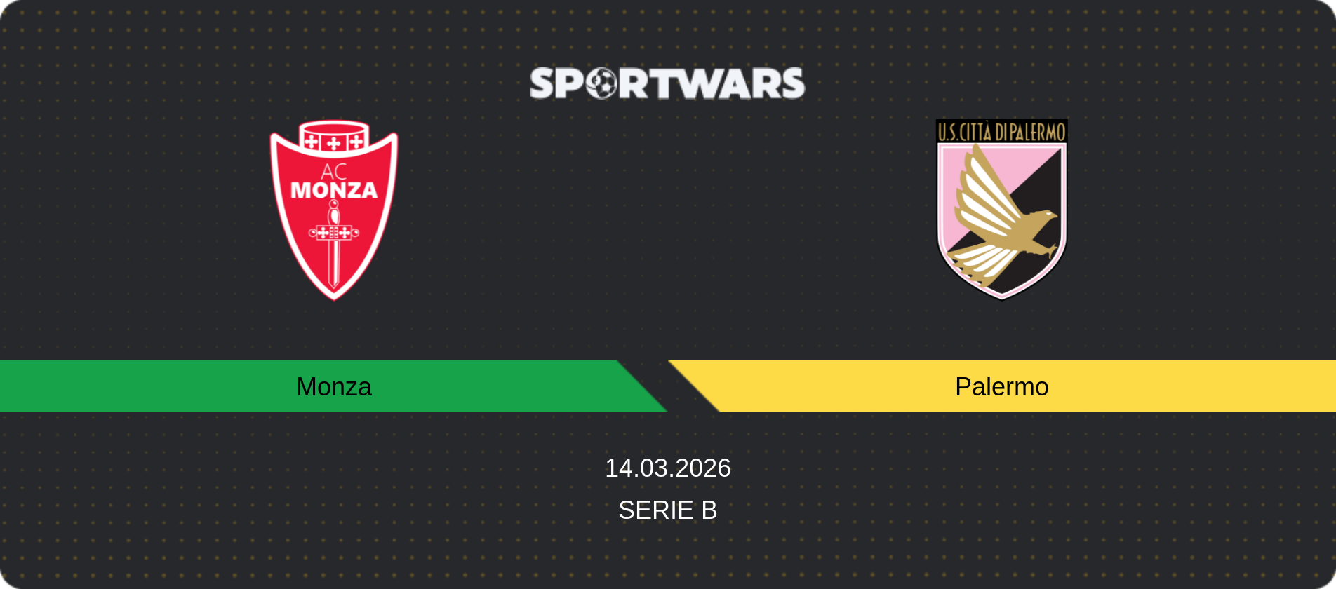 Match prediction Monza — Palermo, Serie B, 14.03.2026