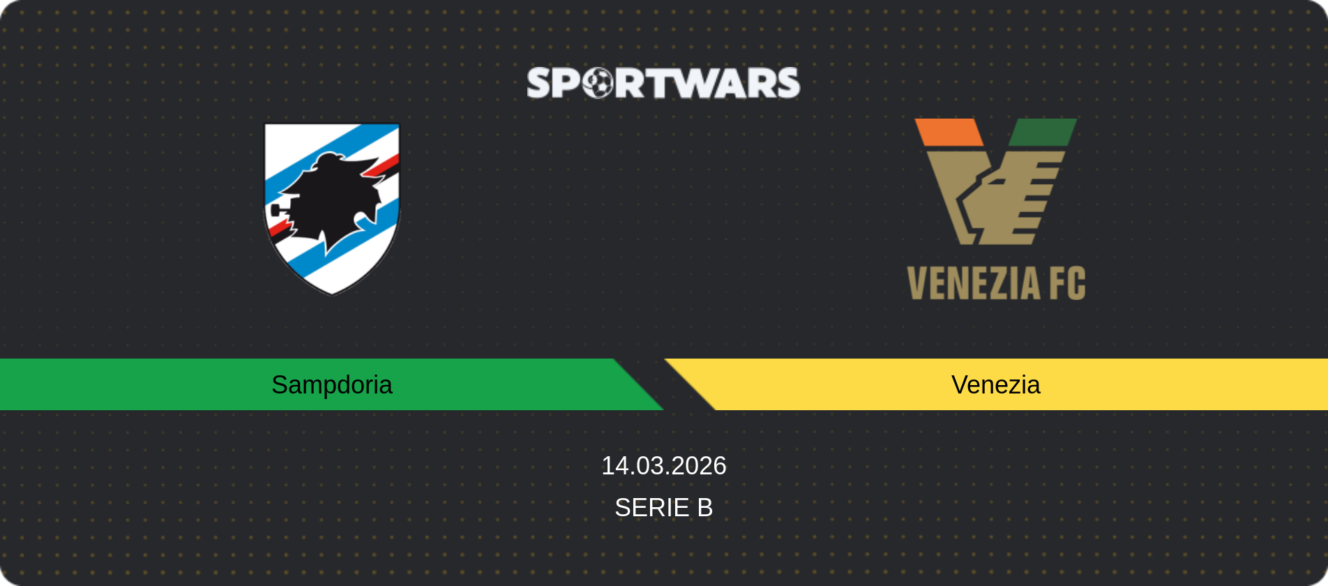 Match prediction Sampdoria — Venezia, Serie B, 14.03.2026