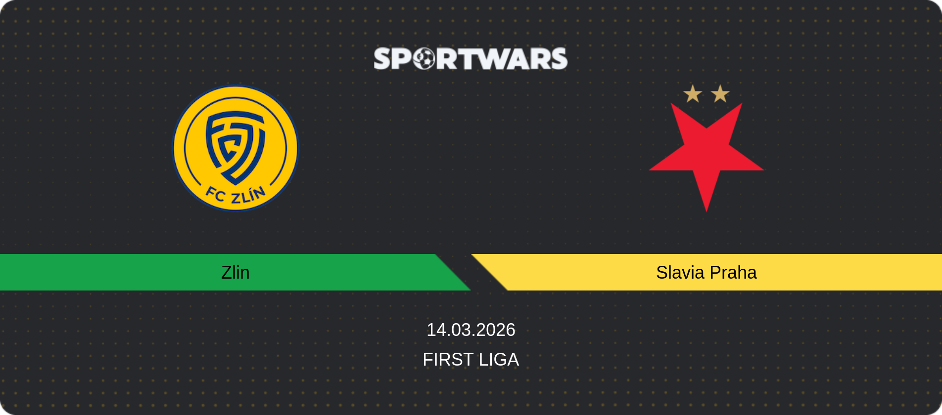 Match prediction Zlin — Slavia Praha, First Liga, 14.03.2026