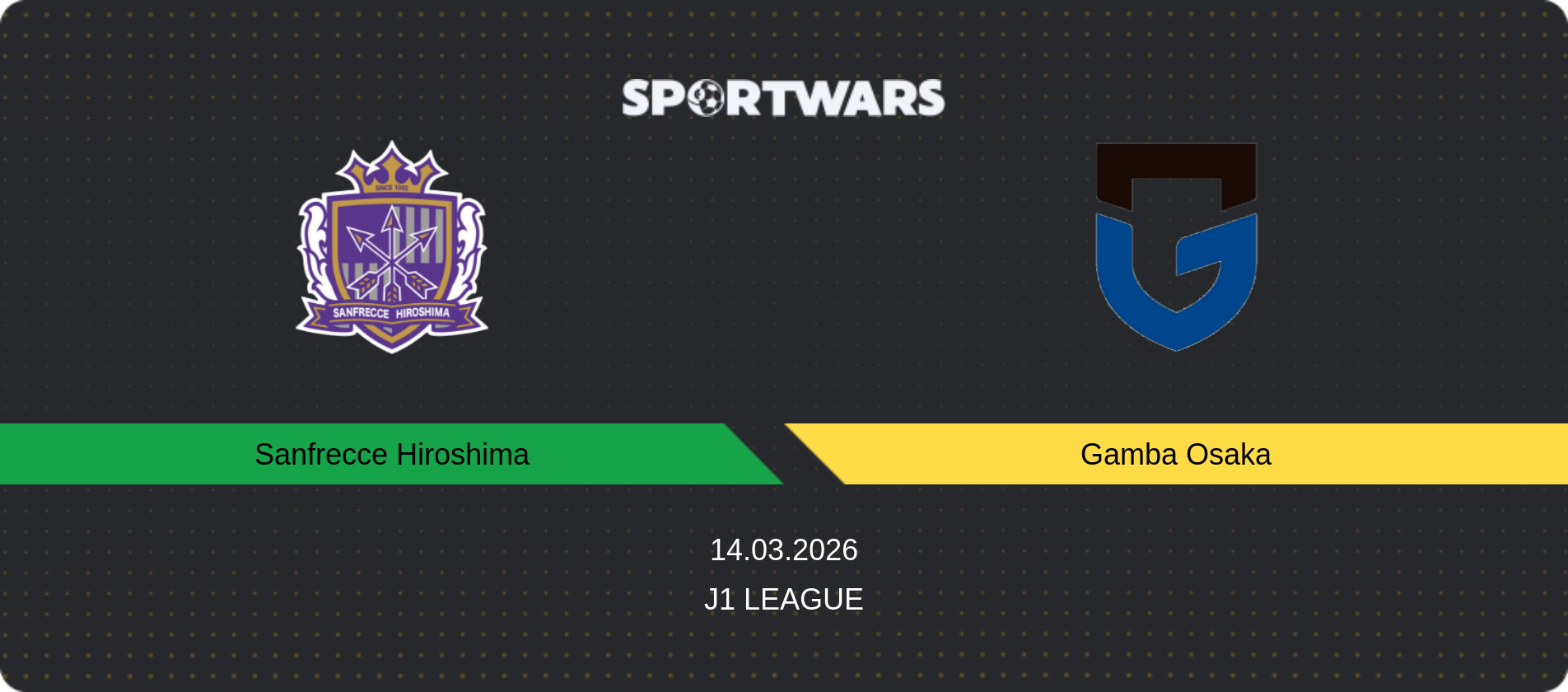 Match prediction Sanfrecce Hiroshima — Gamba Osaka, J1 League, 14.03.2026