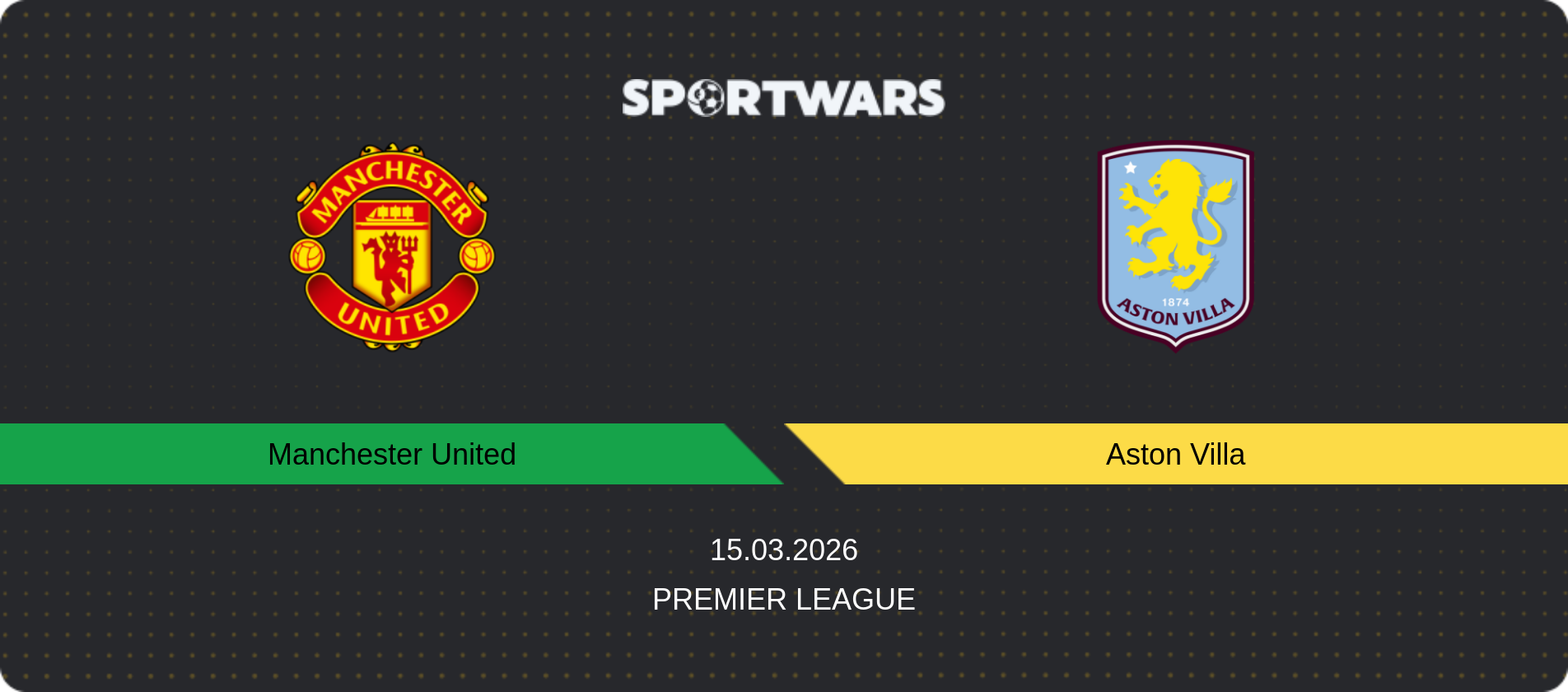 Match prediction Manchester United — Aston Villa, Premier League, 15.03.2026