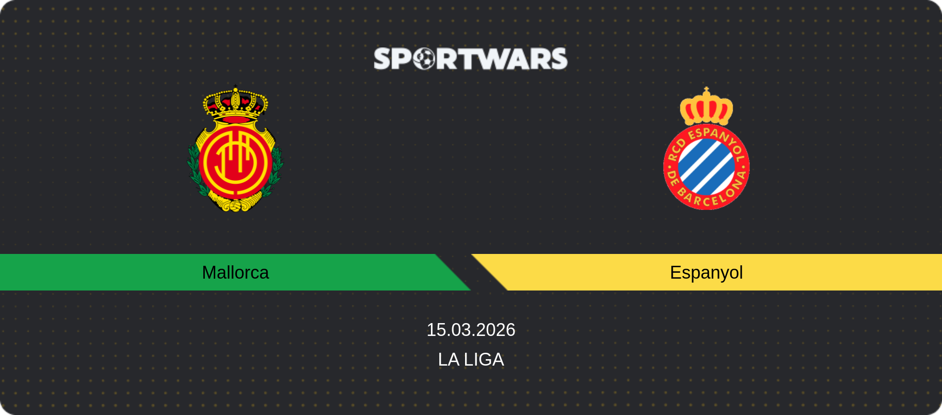 Match prediction Mallorca — Espanyol, La Liga, 15.03.2026